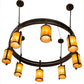 Meyda Lighting Beartooth 67" 8-Light Copper Vein Chandelier With Ambra Siena Idalight Shade Glass