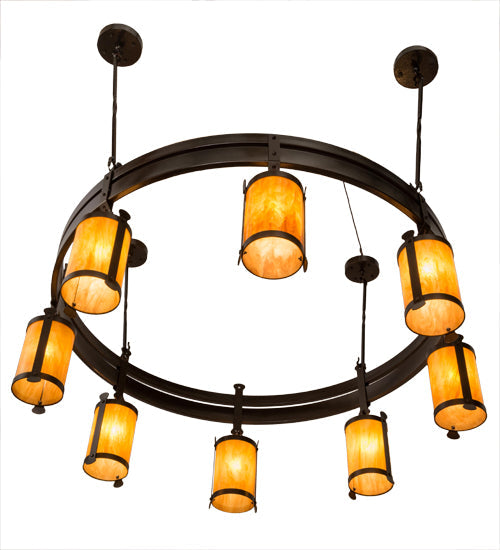 Meyda Lighting Beartooth 67" 8-Light Copper Vein Chandelier With Ambra Siena Idalight Shade Glass