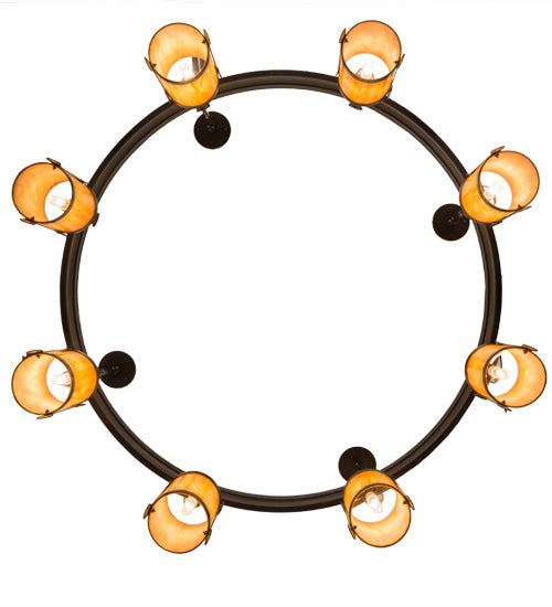 Meyda Lighting Beartooth 67" 8-Light Copper Vein Chandelier With Ambra Siena Idalight Shade Glass