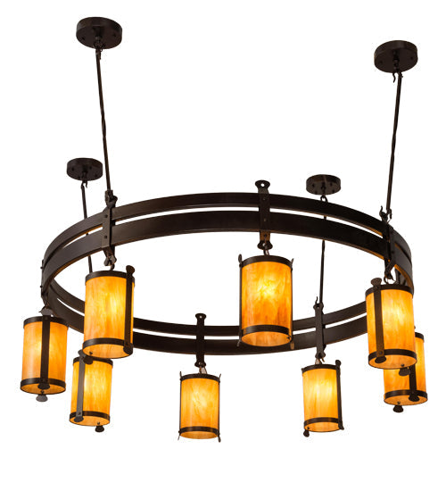 Meyda Lighting Beartooth 67" 8-Light Copper Vein Chandelier With Ambra Siena Idalight Shade Glass