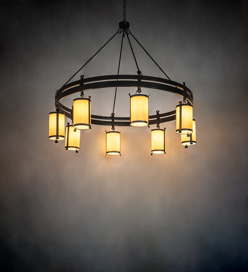 Meyda Lighting Beartooth 82" 8-Light Timeless Bronze Chandelier With Tawnyrock Idalight Shade
