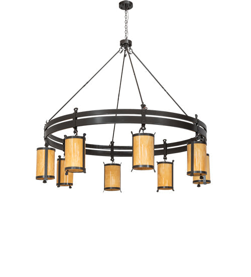 Meyda Lighting Beartooth 82" 8-Light Timeless Bronze Chandelier With Tawnyrock Idalight Shade