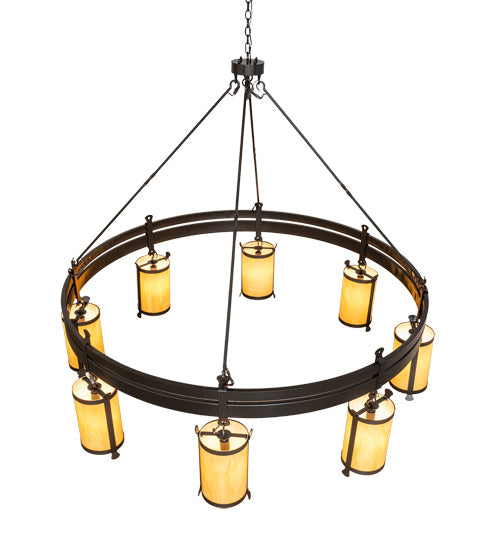 Meyda Lighting Beartooth 82" 8-Light Timeless Bronze Chandelier With Tawnyrock Idalight Shade
