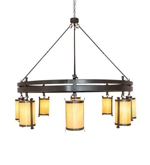 Meyda Lighting Beartooth 82" 8-Light Timeless Bronze Chandelier With Tawnyrock Idalight Shade