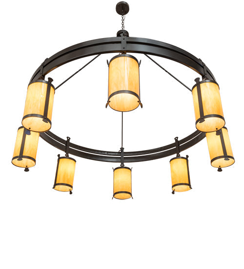 Meyda Lighting Beartooth 82" 8-Light Timeless Bronze Chandelier With Tawnyrock Idalight Shade