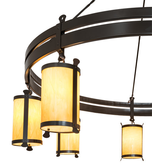 Meyda Lighting Beartooth 82" 8-Light Timeless Bronze Chandelier With Tawnyrock Idalight Shade