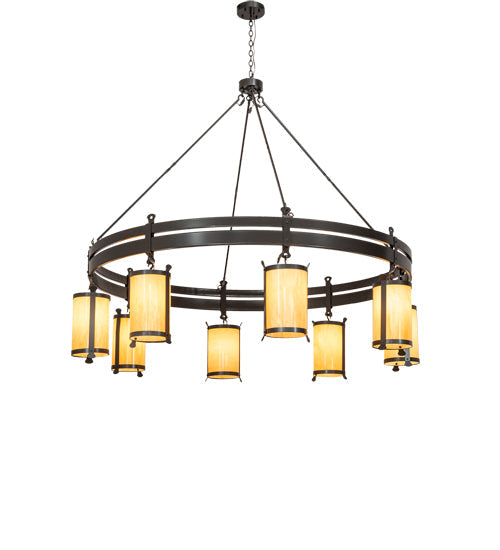 Meyda Lighting Beartooth 82" 8-Light Timeless Bronze Chandelier With Tawnyrock Idalight Shade