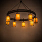 Meyda Lighting Beartooth 84" 8-Light Wrought Iron Chandelier With Ambra Siena Idalight Shade Glass