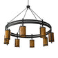 Meyda Lighting Beartooth 84" 8-Light Wrought Iron Chandelier With Ambra Siena Idalight Shade Glass