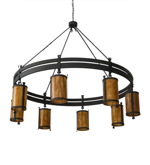 Meyda Lighting Beartooth 84" 8-Light Wrought Iron Chandelier With Ambra Siena Idalight Shade Glass