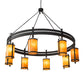 Meyda Lighting Beartooth 84" 8-Light Wrought Iron Chandelier With Ambra Siena Idalight Shade Glass