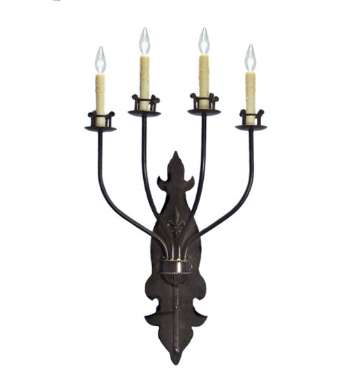 Meyda Lighting Beatrice 20" 4-Light Gilded Tobacco Wall Sconce With Ivory Faux Candlelight