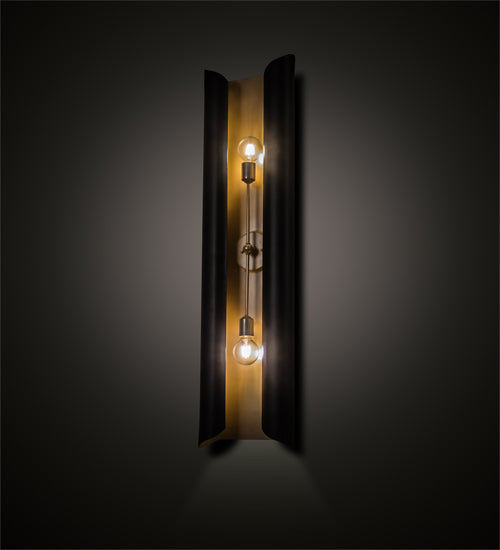 Meyda Lighting Beaumont 12" 2-Light Textured Black & Champagne Metallic Alva Wall Sconce