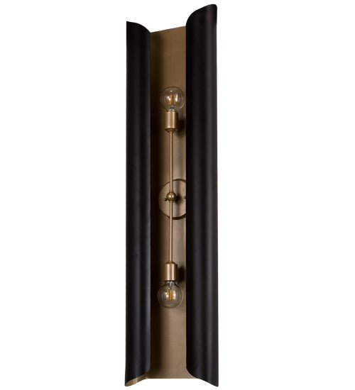 Meyda Lighting Beaumont 12" 2-Light Textured Black & Champagne Metallic Alva Wall Sconce