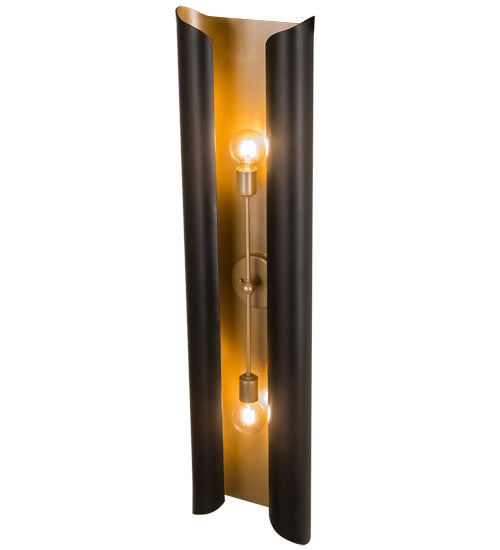 Meyda Lighting Beaumont 12" 2-Light Textured Black & Champagne Metallic Alva Wall Sconce