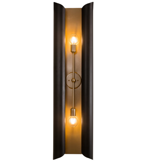 Meyda Lighting Beaumont 12" 2-Light Textured Black & Champagne Metallic Alva Wall Sconce