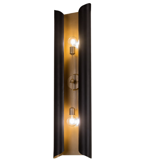 Meyda Lighting Beaumont 12" 2-Light Textured Black & Champagne Metallic Alva Wall Sconce