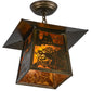 Meyda Lighting Beaver at Work 17" Antique Copper Pendant Light With Amber Mica Shade Glass