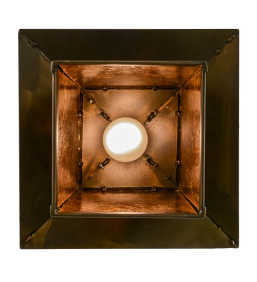 Meyda Lighting Beaver at Work 17" Antique Copper Pendant Light With Amber Mica Shade Glass
