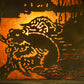 Meyda Lighting Beaver at Work 17" Antique Copper Pendant Light With Amber Mica Shade Glass