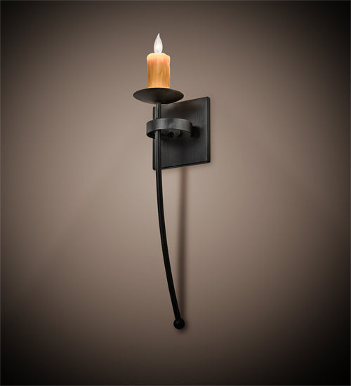 Meyda Lighting Bechar 6" Antique Iron Gate Wall Sconce With Ivory Candle Cover