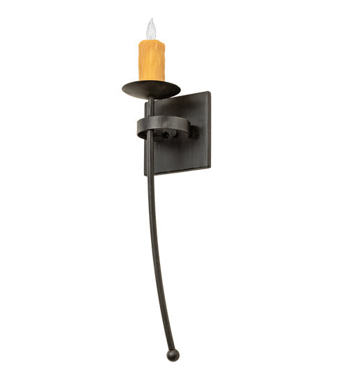 Meyda Lighting Bechar 6" Antique Iron Gate Wall Sconce With Ivory Candle Cover