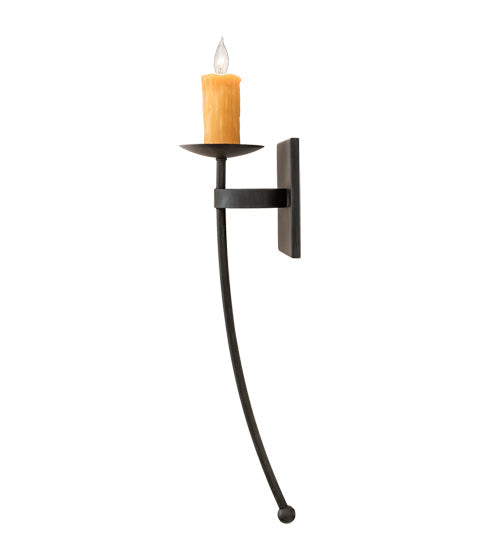 Meyda Lighting Bechar 6" Antique Iron Gate Wall Sconce With Ivory Candle Cover