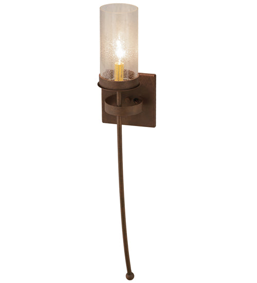 Meyda Lighting Bechar 6" Antique Rust Wall Sconce With Clear Seeded Shade Glass