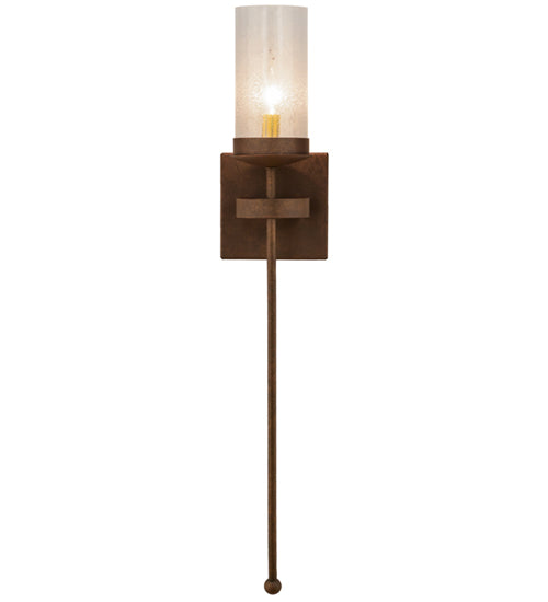 Meyda Lighting Bechar 6" Antique Rust Wall Sconce With Clear Seeded Shade Glass