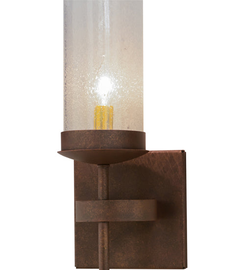 Meyda Lighting Bechar 6" Antique Rust Wall Sconce With Clear Seeded Shade Glass