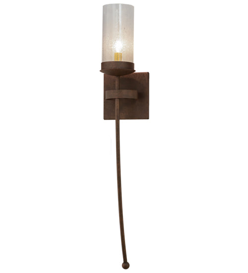 Meyda Lighting Bechar 6" Antique Rust Wall Sconce With Clear Seeded Shade Glass