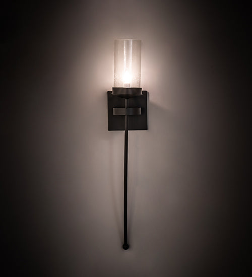 Meyda Lighting Bechar 6" Blackwash Wall Sconce With Clear Seeded Shade Glass