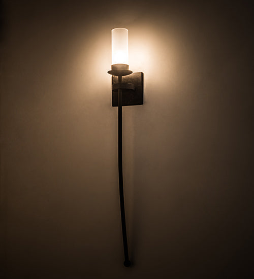Meyda Lighting Bechar 6" Coffee Bean Wall Sconce With Clear Frosted Cylindre Shade Glass