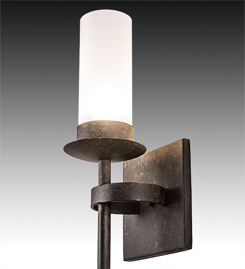 Meyda Lighting Bechar 6" Coffee Bean Wall Sconce With Clear Frosted Cylindre Shade Glass