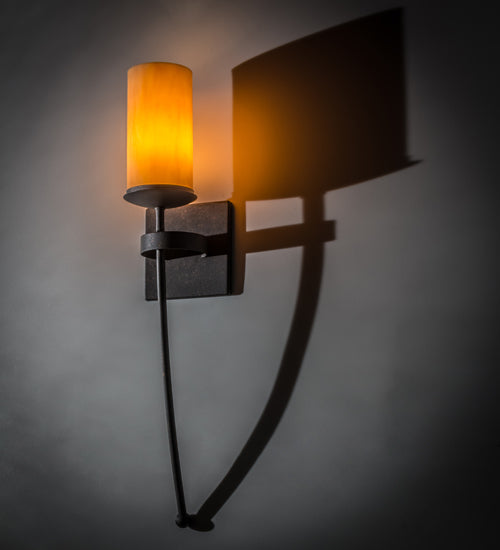 Meyda Lighting Bechar 6" Copper Rust Wall Sconce With Amber Tawnyrock Idalight Shade Glass