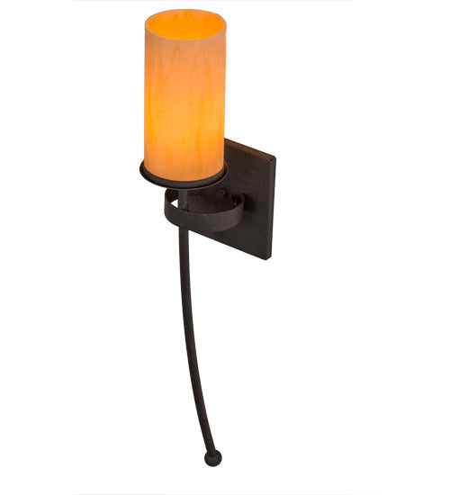 Meyda Lighting Bechar 6" Copper Rust Wall Sconce With Amber Tawnyrock Idalight Shade Glass