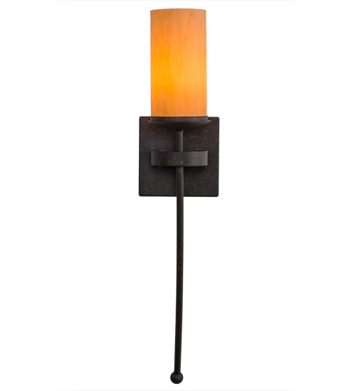 Meyda Lighting Bechar 6" Copper Rust Wall Sconce With Amber Tawnyrock Idalight Shade Glass