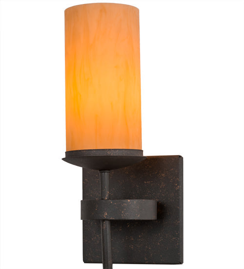 Meyda Lighting Bechar 6" Copper Rust Wall Sconce With Amber Tawnyrock Idalight Shade Glass