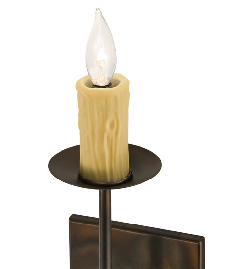 Meyda Lighting Bechar 6" Dark Burnished Antique Copper Pine Cone Wall Sconce With Ivory Faux Candlelight