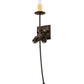 Meyda Lighting Bechar 6" Dark Burnished Antique Copper Pine Cone Wall Sconce With Ivory Faux Candlelight
