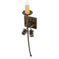 Meyda Lighting Bechar 6" Dark Burnished Antique Copper Pine Cone Wall Sconce With Ivory Faux Candlelight