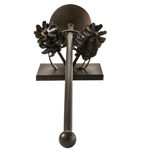 Meyda Lighting Bechar 6" Dark Burnished Antique Copper Pine Cone Wall Sconce With Ivory Faux Candlelight
