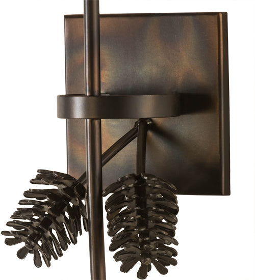 Meyda Lighting Bechar 6" Dark Burnished Antique Copper Pine Cone Wall Sconce With Ivory Faux Candlelight