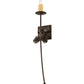Meyda Lighting Bechar 6" Dark Burnished Antique Copper Pine Cone Wall Sconce With Ivory Faux Candlelight