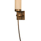 Meyda Lighting Bechar 6" Gilded Tobacco Wall Sconce With Beige Custom Stone Cylindre Shade Glass