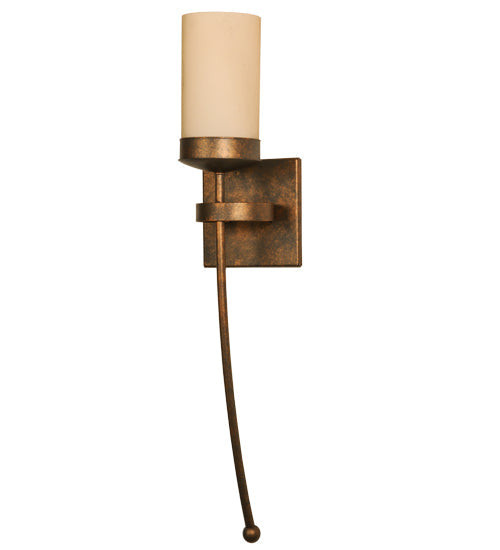 Meyda Lighting Bechar 6" Gilded Tobacco Wall Sconce With Beige Custom Stone Cylindre Shade Glass