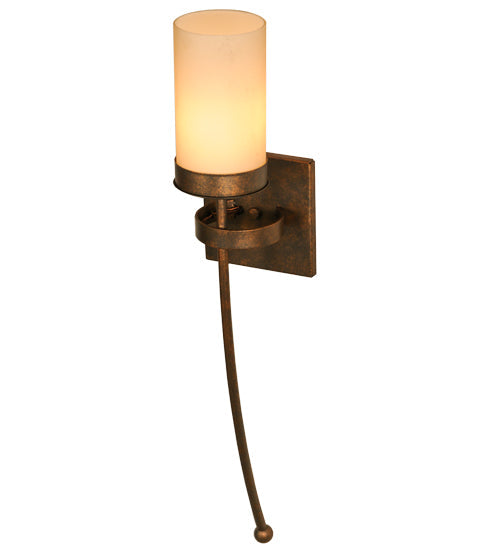 Meyda Lighting Bechar 6" Gilded Tobacco Wall Sconce With Beige Custom Stone Cylindre Shade Glass