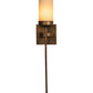 Meyda Lighting Bechar 6" Gilded Tobacco Wall Sconce With Beige Custom Stone Cylindre Shade Glass