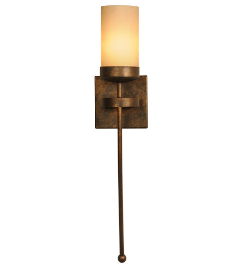 Meyda Lighting Bechar 6" Gilded Tobacco Wall Sconce With Beige Custom Stone Cylindre Shade Glass