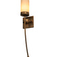 Meyda Lighting Bechar 6" Gilded Tobacco Wall Sconce With Beige Custom Stone Cylindre Shade Glass